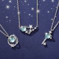 Fantasy Planet Necklace Female Student Good Friend Korean Style Trendy Simple Clavicle Chain Pendant Necklace for Women Girls Girlfriends Birthday Gifts.