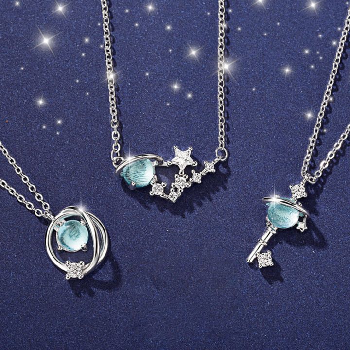Fantasy Planet Necklace Female Student Good Friend Korean Style Trendy Simple Clavicle Chain Pendant Necklace for Women Girls Girlfriends Birthday Gifts