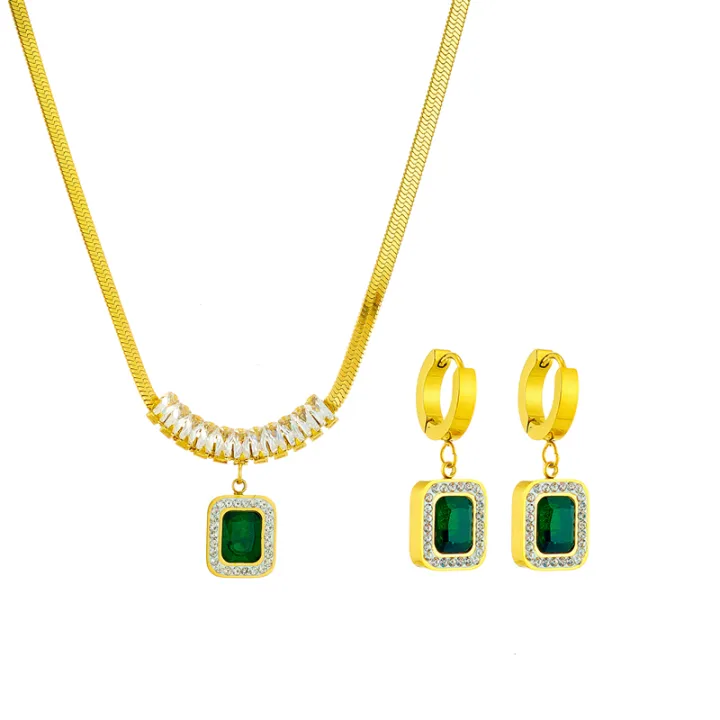 316L%20Stainless%20Steel%20Luxury%20Non-fading%20Square%20Green%20Crystal%20Zircon%20Pendant%20Necklace%20Earrings%20Jewelry%20Set%20For%20Women%20Gifts%20-%20Image%206