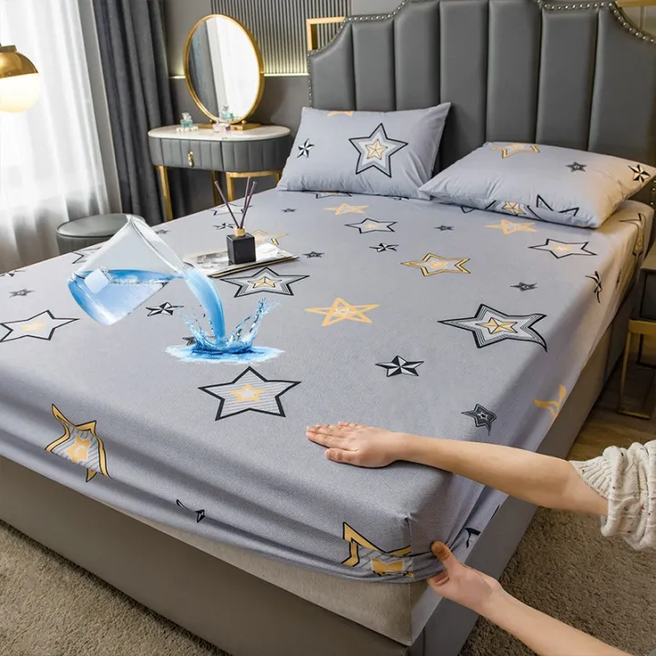 Bonenjoy%201%20pc%20Waterproof%20Mattress%20Cover%20King%20Size%20Waterproof%20Mattress%20Protector%20Single%20Star%20Printed%20Bed%20Sheet%20with%20Elastic%20-%20Image%202
