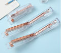 RHS Online Portable Fashion Acrylic Transparent Rose Gold Stapler School Stationery Hand-held Staplers Office Binding Stapling Machine Paper Stapler. 