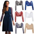 Summer Women Mesh Crop Top Long Sleeve T-Shirts Blusas Y2K Elegant Vestidos Sheer Transparent Top Tee Shirts Robe Femme.