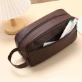 1pcs Mens Business Travel Bag Zipper Makeup Bags PU Leather Travel toiletry bag Cosmetics Organizer Storage Pouch Large Capacity. 