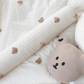 Cartoon Bear Embroidered Baby Bed Bumper for Newborns Infant Bedding Crib Around Cushion Cot Protector Kids Sleeping Long Pillow. 