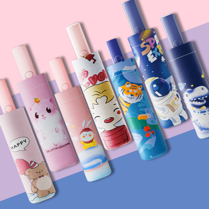 Anti-rebound design Children Automatic Umbrella Cartoon Printing Windproof Rain Anti UV Umbrella Black Coating Folding Umbrella