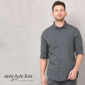 Deep Grey Cotton Casual Shirt for Men. 