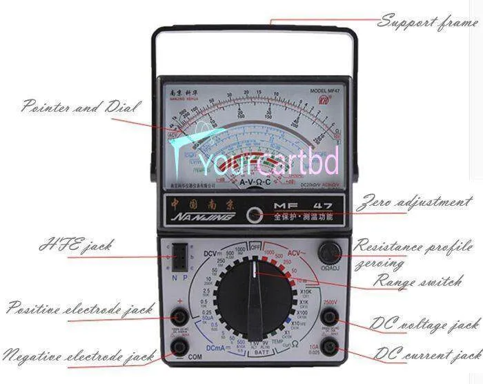 MF47 Internal Magnetic Pointer Type Multimeter High Accuracy Analog Multimeter V