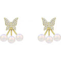 New Elegant Crystal Butterfly Back Hanging Pearl Earrings Korean Fashion Jewelry for Woman Girls Accessories.