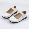 Black Leather Shoes Girls Children Show Shoes White School Flat Single Shoes Ceremonial Flower Kids School Shoes Soft Soles Party. 
