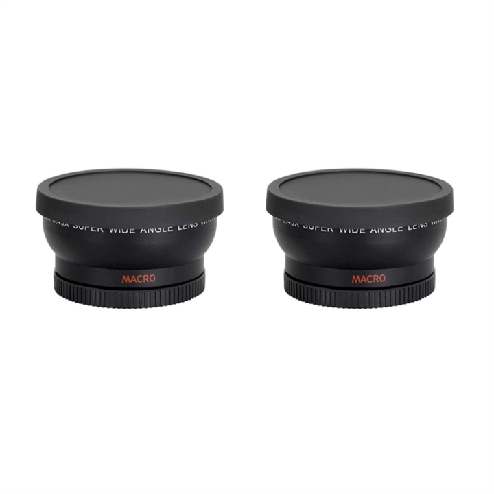 2 Pcs 58MM Wide Angle 0.45X Converter Lens with Macro Close-Up Attachment for Rebel T6S,T6I,SL1,T5,T5I,T4I,T3