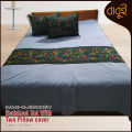 Hand-embroidery floral motif art Cotton Fabric 7 Feet by 8.5 Feet Double King Size Bedsheet Set with Two Pillow Covers Bed Sheet.