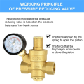 Water Pressure Reducing Valve 3/4In with Gauge, Adjustable Water Pressure Reducing Valve for Water Pressure Regulator DN20. 