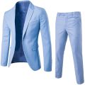 2Pcs/Set Men Suit Plus Size Men Solid Color Long Sleeve Lapel Slim Button Business Suit Work clothes Business suits.