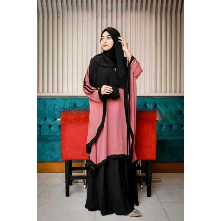 Emphasized Craftsmanship - Long Kaftan abaya borkha Scut Two Piece premium quality Dubai cherry fabric With Hijab - Stylish and Lenient