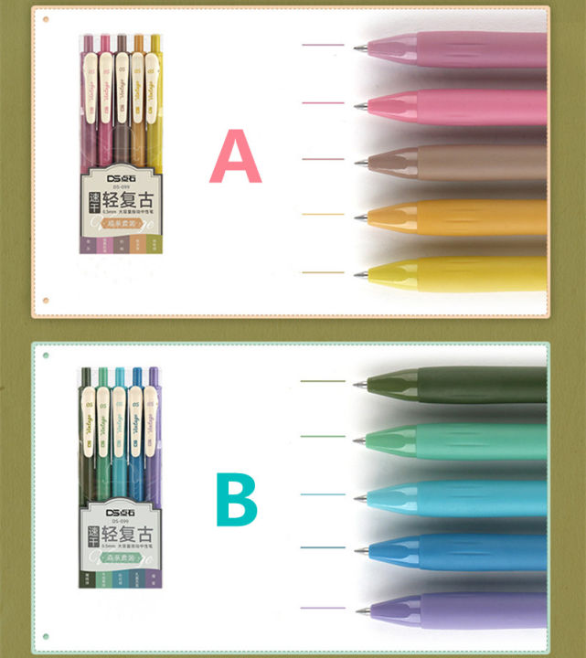 Sweet%20Journal%205%20Colors%200.5mm%20Retro%20Vintage%20Gel%20Pen%20Set%20Color%20Press%20Quick%20Dry%20Ball%20Pens%20Set%20-%20Image%206