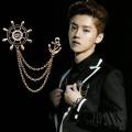 Rudder Wheel With Anchor Pin Brooch For Men Women Suit Fashion Accessories.