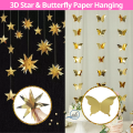 3D Star & Butterfly Garland – Cardboard Hanging Decorative Banner for Birthday, Baby Shower, Wedding & Home Ceiling Décor (Pack of 9 Sets). 