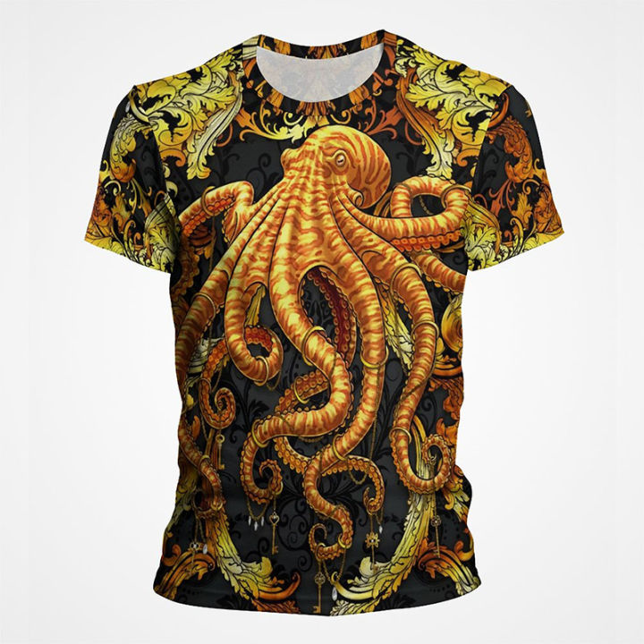 Ocean octopus graphic t shirt print T-shirts men vintage goth tee men's tshirt fashion summer short sleeve 3D anime printed tops