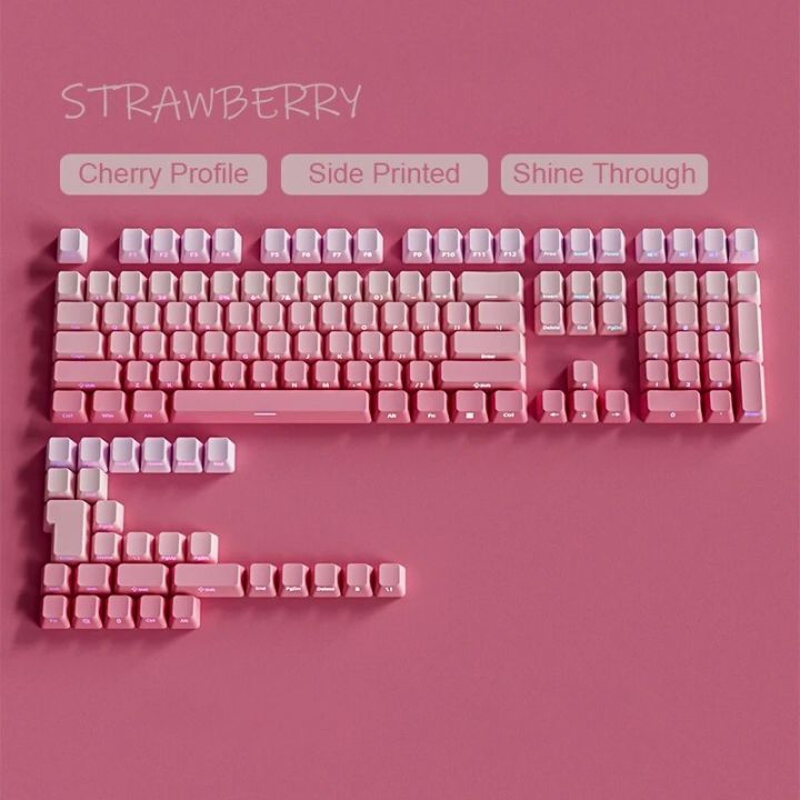135%20Keys%20Strawberry%20Pink%20Side%20Print%20PBT%20Keycaps%20Double%20Shot%20Shine%20Through%20Keycaps%20Cherry%20Profile%20for%20Cherry%20MX%20Switches%20Keyboard%20-%20Image%202