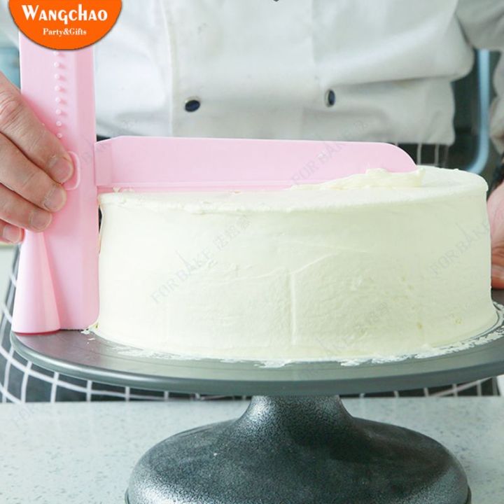Plastic Adjustable Smoothing Cake Scraper Cream Butter Screed with Scaled Cake Ruler Cake Decorating Tools Cake Spatula