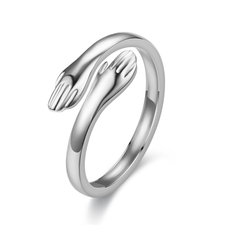 Fashion%20Non%20Tarnish%20Silver%2018K%20Gold%20Plated%20Stainless%20Steel%20Women%20Adjustable%20Hand%20Hug%20Finger%20Rings%20Jewelry%20-%20Image%202