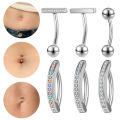 ZS 14/16G 925Sliver Minimalist Belly Button Ring Women Zircon Reverse Navel Piercing T Shape Navel Rings Barbell Body Jewelry. 