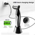 Electric Back Hair Remover Men's Full Body Hair Shaver Trimmer Detachable Foldable Handle Whole Body Washable Wet and Dry Use with Charging Dock. 