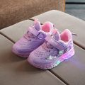 Hello Kitty Shoes For Kids Baby Lights Shoes Girl Anti-slip Sneaker Casual Children's Pink Purple Led Leisure Sports Shoes. 