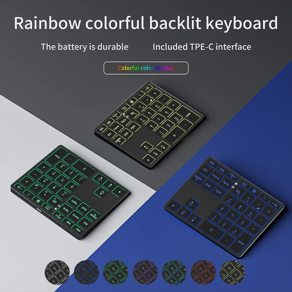 BOW 2.4G + Bluetooth Numeric Keypad Wireless Rechargeable Numpad ...
