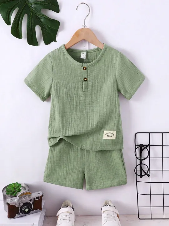 Children%E2%80%99s%20Boys'%20Relax%20Wear%20Casual%20Outdoor%20Turn-Down%20Collar%20Shirt%20Set%20for%20Kid%E2%80%99s%20-%20Image%204