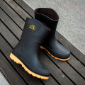 High-end rain boots men's closed rainproof waterproof shoes, high long non-slip rain boots, corseted work shoes, rubber shoes, fishing shoes. 