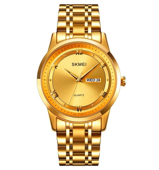 SKMEI 1870 Golden Stainless Steel Analog Watch For Men - Golden