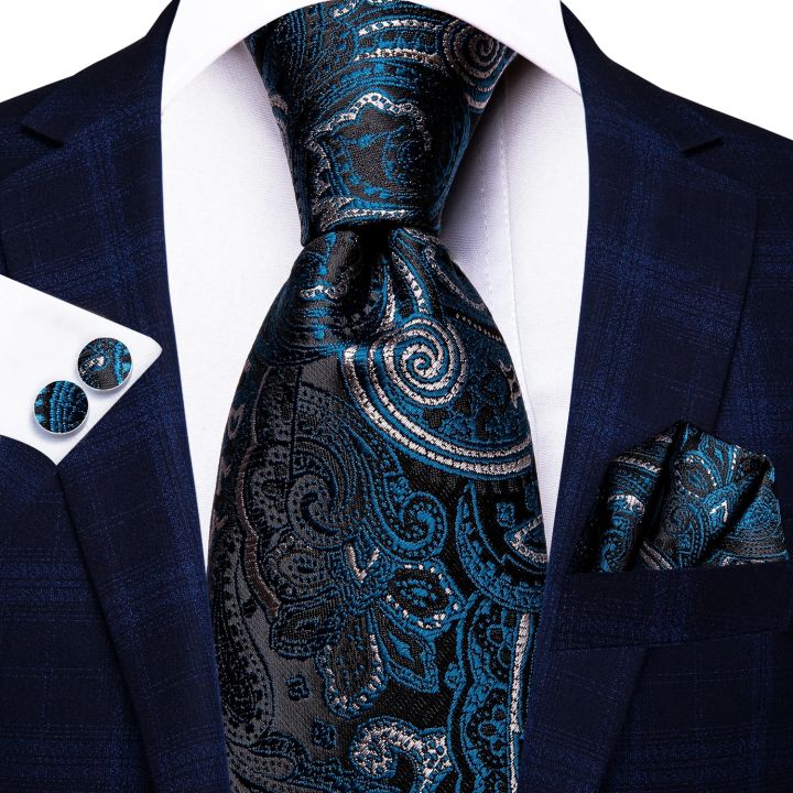 Hi-Tie%20100%25%20Silk%20Luxury%20Mens%20Ties%20Floral%20Black%20Gold%20Ties%20Paisley%20NeckTie%20Pocket%20Square%20Cufflinks%20Set%20Men's%20Wedding%20Party%20Tie%20-%20Image%207
