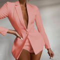 Lady Blazer One Button Straight Lapel Suits Jacket. 