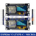 NodeMCU ESP8266 V3 Development Board With 0.96 Inch OLED Display CH340 ESP-12F WiFi Module TYPE-C USB For Arduino/Micropython. 