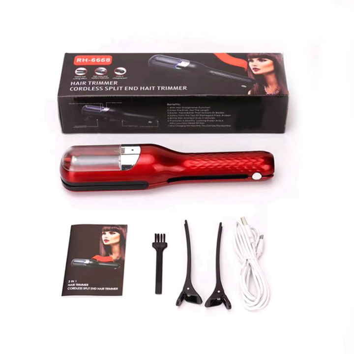 Hair Split Ends Trimmer Rechargeable Cordless Hair Cutting Trimmer Remover Damaged Hair Repair Hair Care Treatment Red