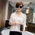 Summer New off-the-Shoulder Shirt Large Size Women's Loose Korean Style Hollow Top Shirt Lace Bottoming Shirt. 