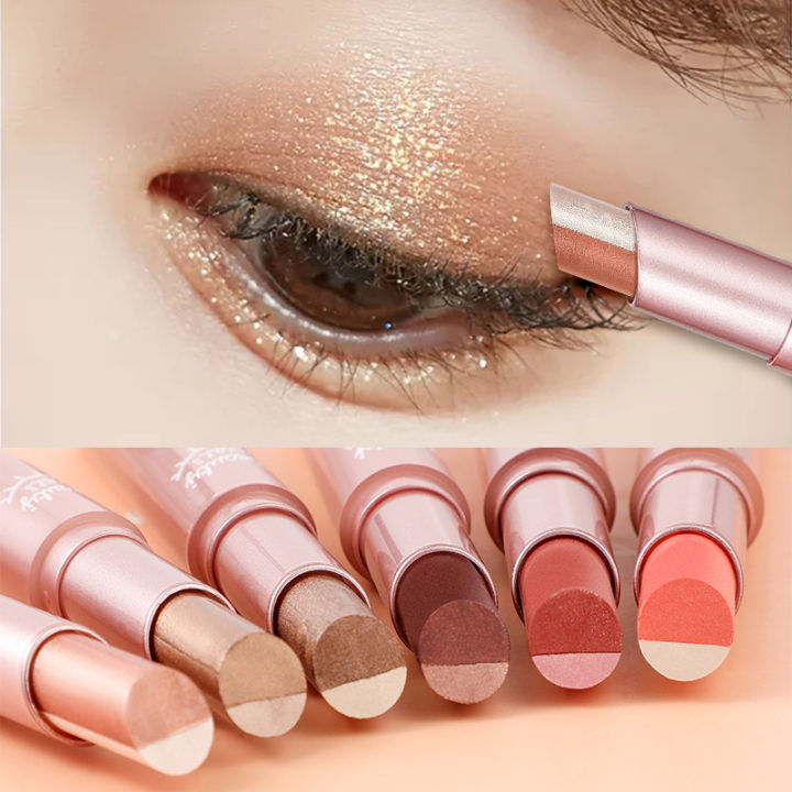 Gradient Two-color Lazy Eye Shadow Stick Waterproof Easy To Wear Eyeshadow Long-lasting Glitter Eye Makeup Beauty Cosmetic