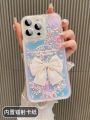 Dazzle laser bow Apple iPhone 12 13 Pro Pro Max 14pro Max phone case new female iPhone 13 with bracelet premium 11 iPhone 14 Pro 14 plus. 