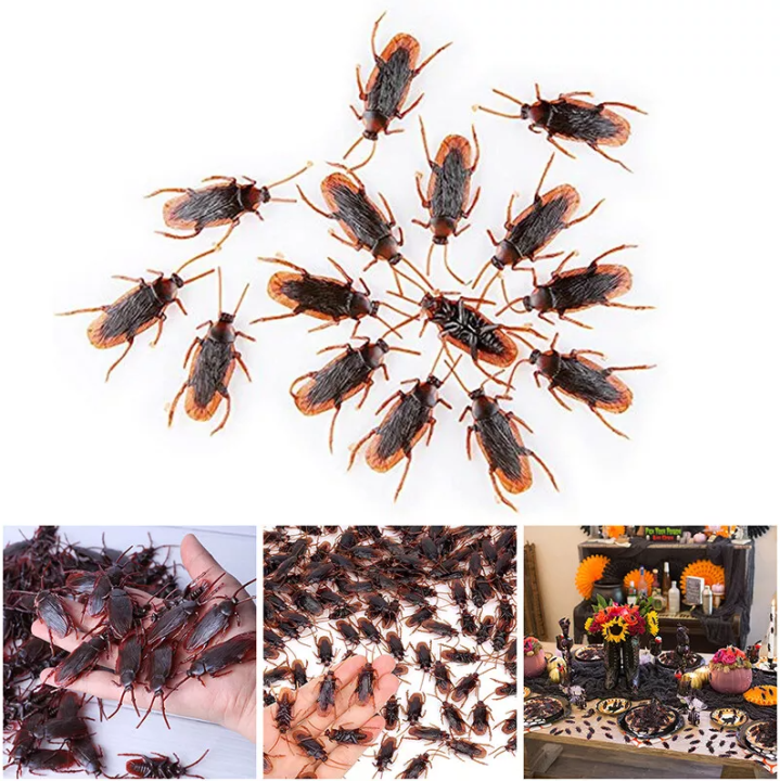 50/30/10/5 pcs Cockroaches Toy Halloween Gadget Gags Practical Jokes Toys Plastic Bugs Insect Model