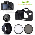 Silicone Case Camera Bag Filter Kit Lens Hood For Canon EOS 2000D 4000D 1300D 850D 800D 250D 200D 77D T100 T7 T6 SL2 SL3 18-55mm.