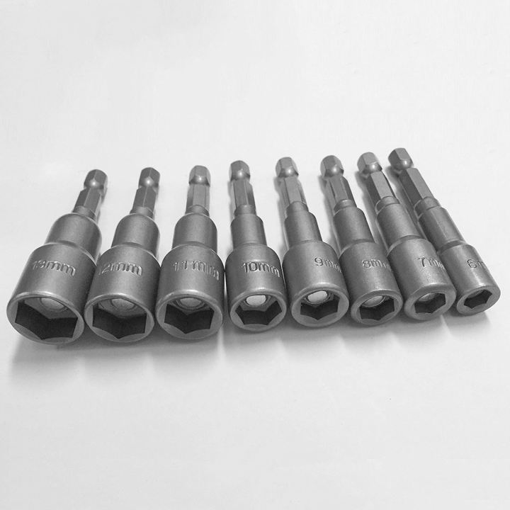 8pcs%201/4%20inch%20Hex%20Magnetic%20Nut%20Driver%20Socket%20Set%20Metric%20Impact%20Drill%20Bits%206%20to%2013mm%20Adapter%20-%20Image%205