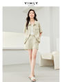 Vimly Light Green 2 Piece Sets Womens Outfits Lapel Short Sleeves Jacket Short Pant 2024 Spring New Casual Matching Sets M6089. 