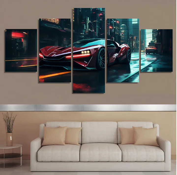 Multi-Panel Car Canvas Poster – 5Pcs Wall Art for Stylish Interiors ...