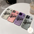 Trendy Brand Stussy Billiards Phone Case Compatible for IPhone 11 13 14 15 12 Pro Max 7 8 14 Plus X XR XS Max 7Plus SE 2020 Luxury Plating Graffiti Letters Shockproof Cover.