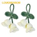 Hand-woven Pendants 2 Pcs Flores Convallariae Knitted Contrast Color Soft Fabric Diy Material Shoulder Bag Schoolbag Decor Car Interior Pendant Shoulder Bag Decor Pendants. 
