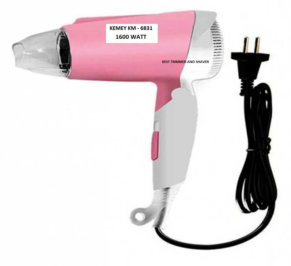 Kemey Km6831 Professional Foldable Hot and Cool Hair Dryer 1600watts Hair  Dryer