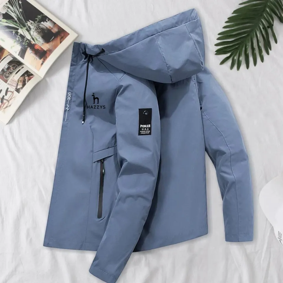 Windbreaker Lazada Jacket With Hood Men's Chain Hooded Jacket