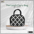 Lunch Carry Bag, Cotton Fabric, Black & White, (9.5″x7.5″x5″). 