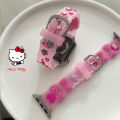 New Kawaii Sanrio Cartoon Hello Kitty Apple Watch Strap Cute My Melody Kuromi 3D Print IWatch Full Range Replacement Girl Gifts. 